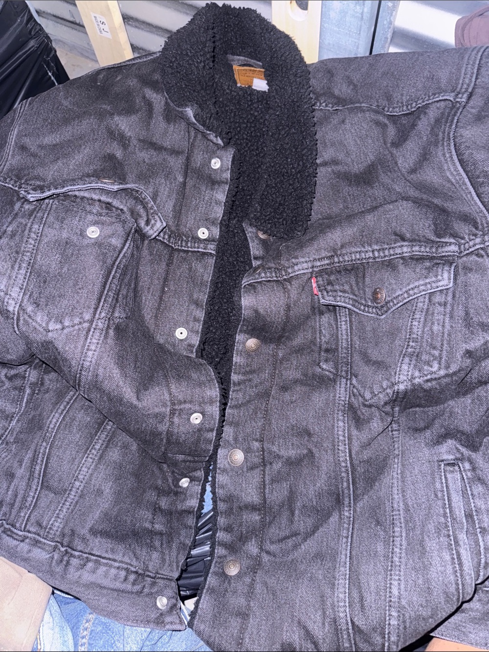 Black Sherpa-Lined Denim Jacket - Men Levi’s